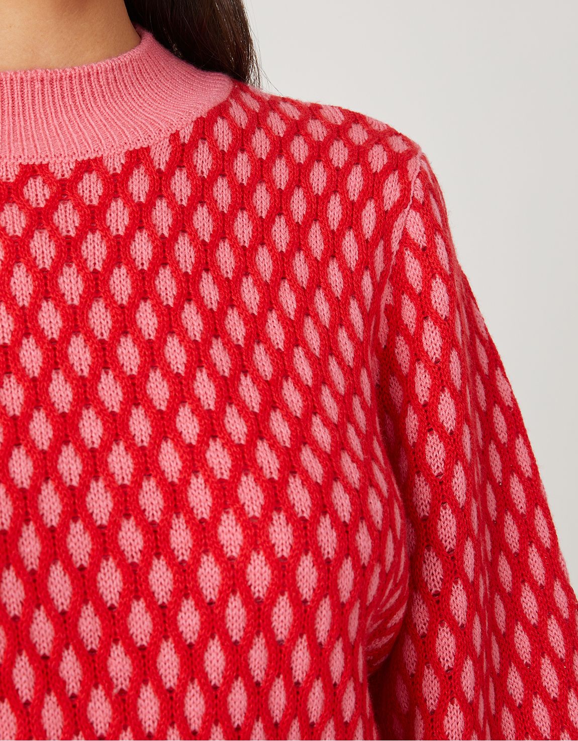 Blusa tricot geométrica vermelha