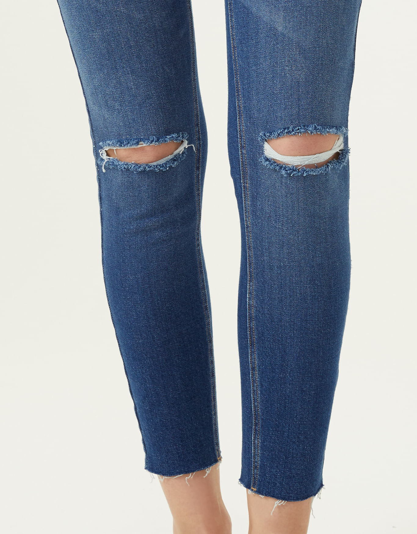 Calça Jeans Cintura Alta Com Rasgos #004