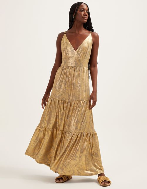 Vestido longo dourado
