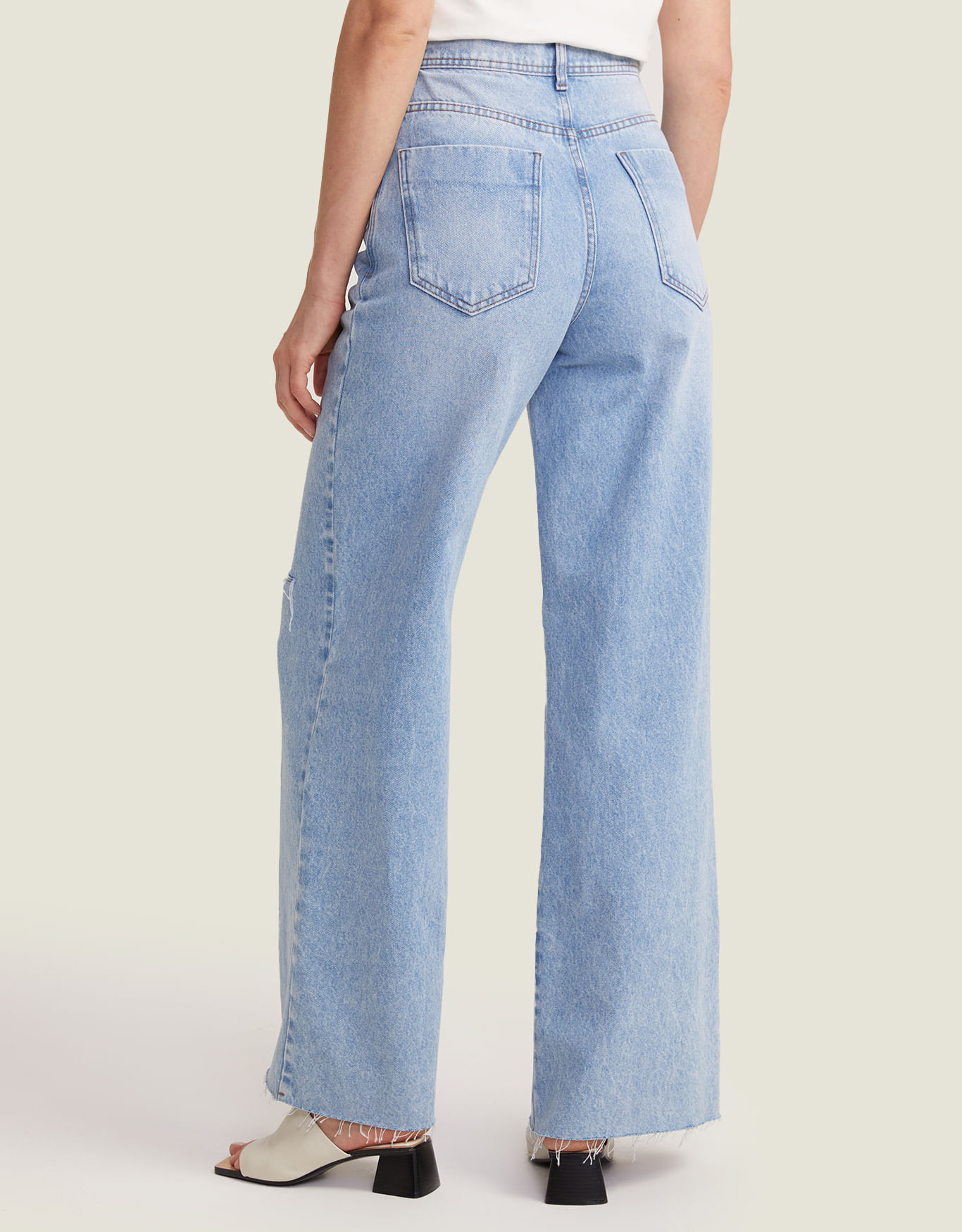 Calça jeans wide elástico inteligente - calças jeans - SHOULDER