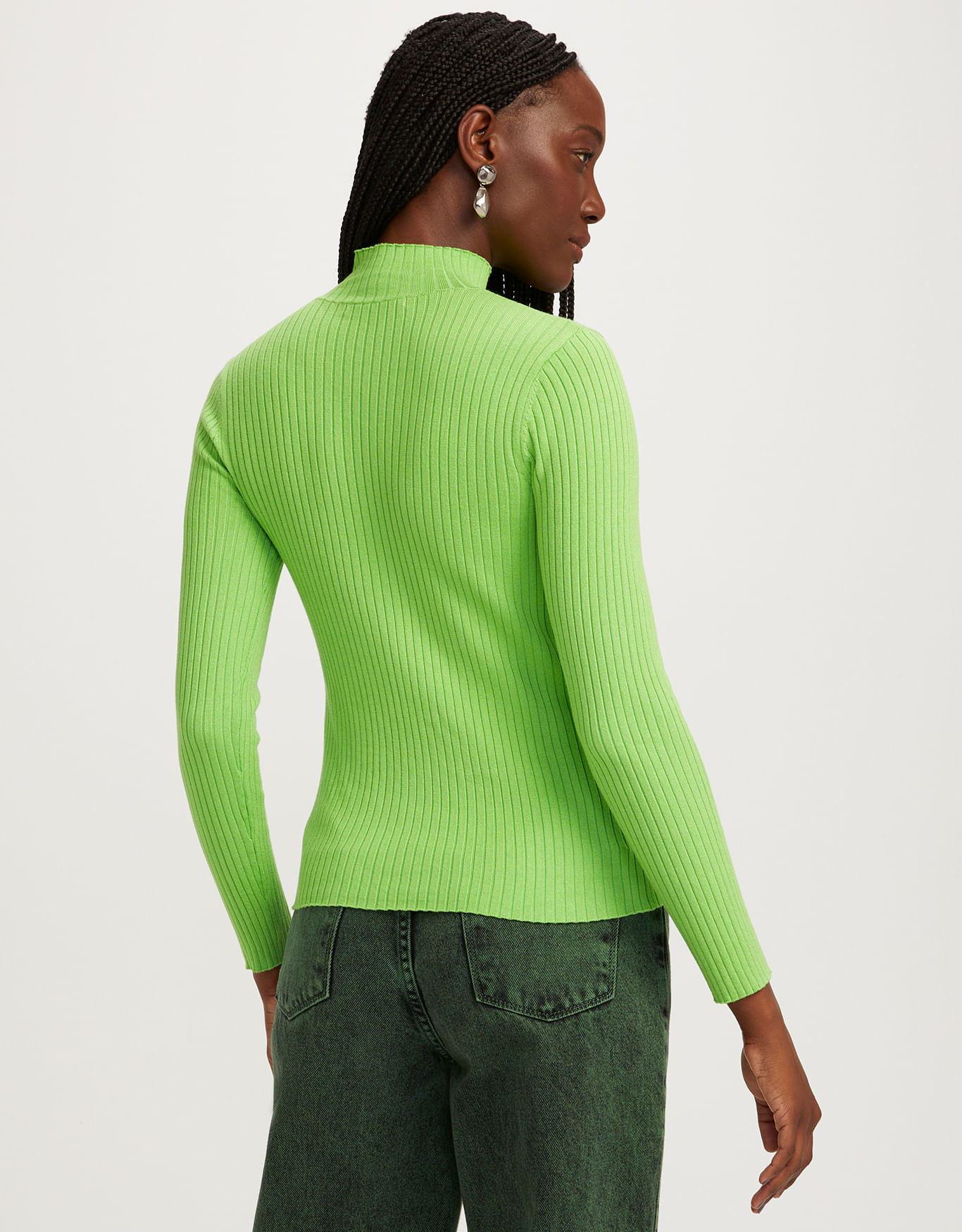 Blusa Mini Nervuras - Verde - DMartins Tricot