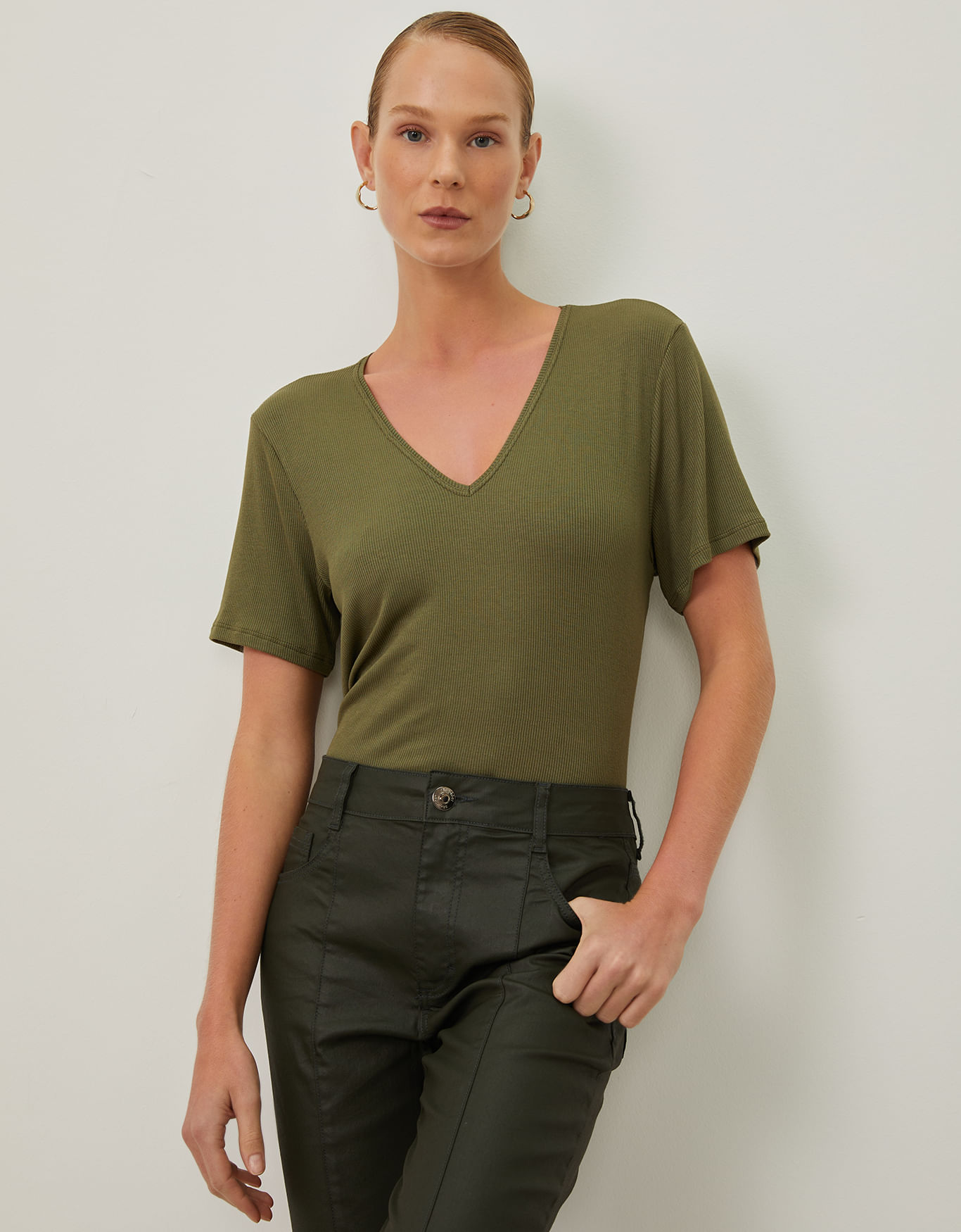 T-shirt rib verde - camisetas - SHOULDER