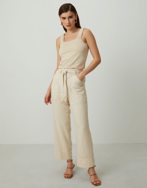 Calça natural loose fit faixa