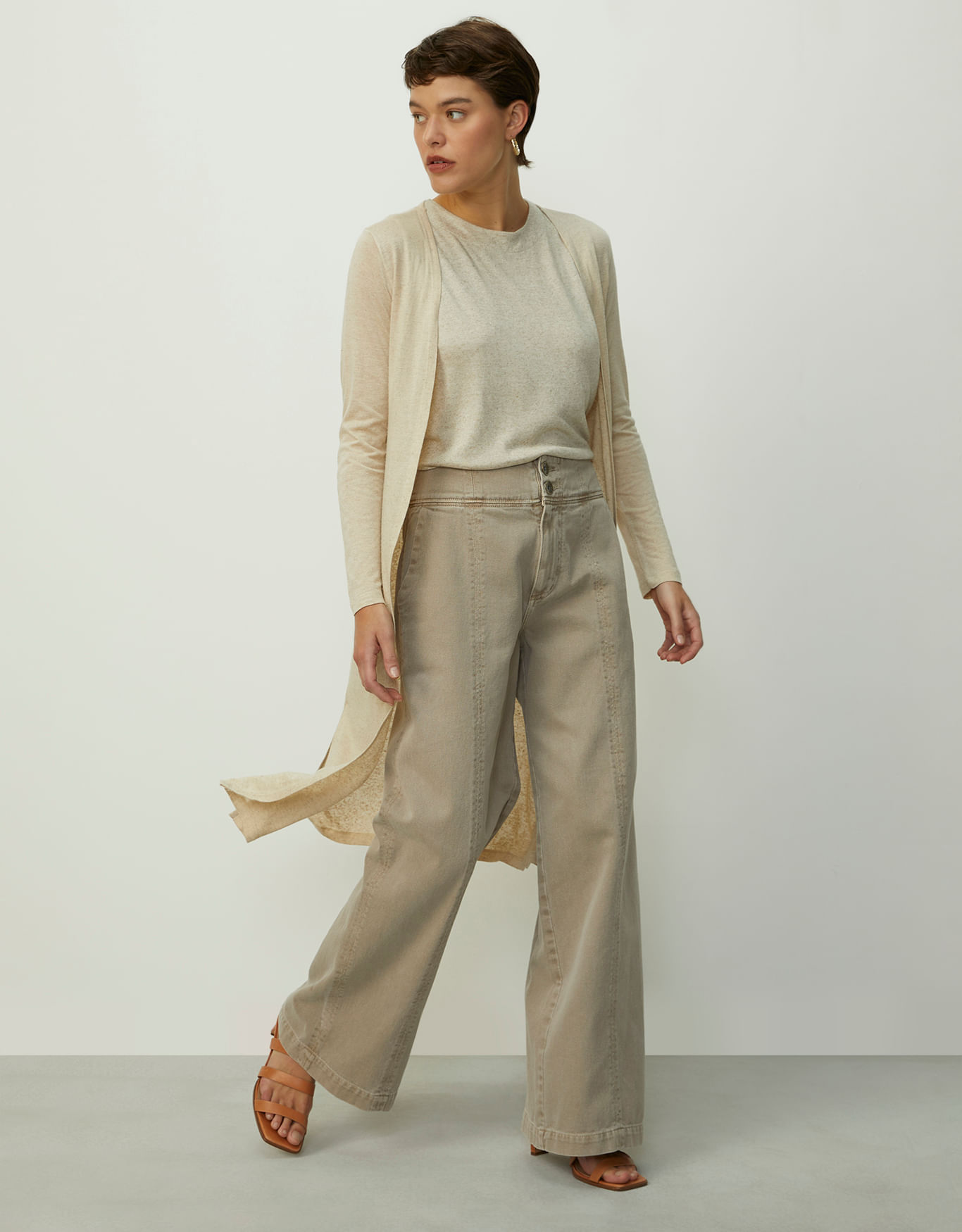 Cardigan Sólido Aberto na Frente Blusas pulôver para mulheres inverno  outono malha (Color : Khaki, Size : 7X-Large) : : Moda