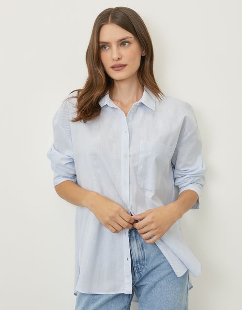Camisa ampla listrada azul