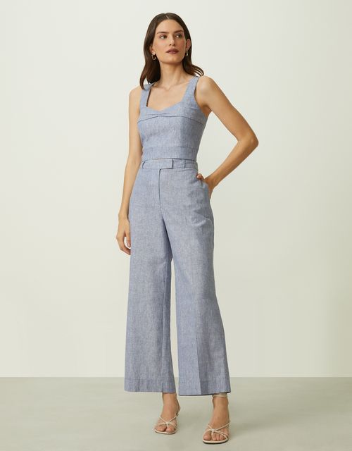 Calça alfaiatada reta azul