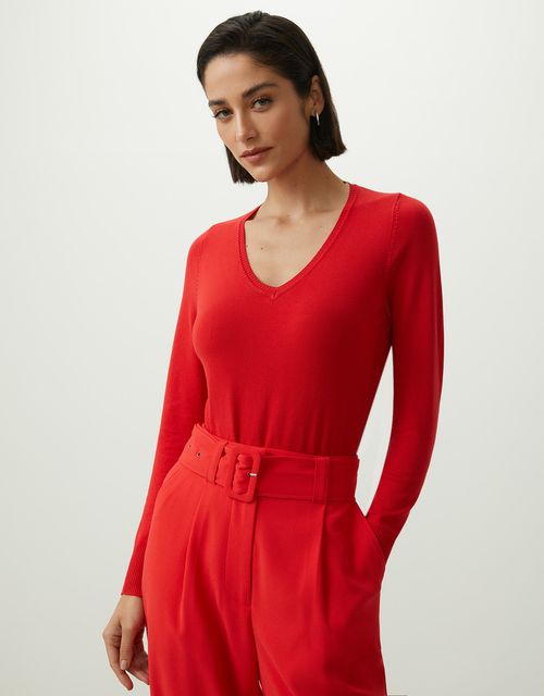 Blusa tricot básico vermelho