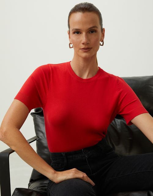 T-shirt tricot básico vermelho