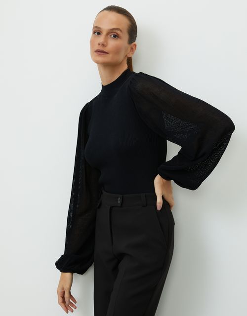 Blusa tricot manga telada