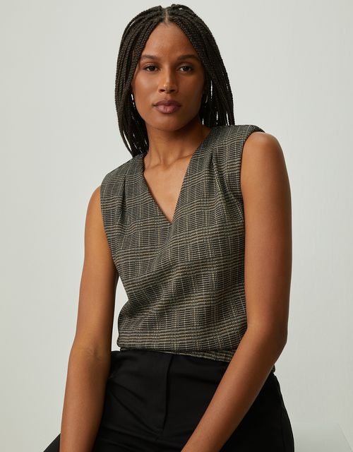 Blusa malha 360 xadrez escuro