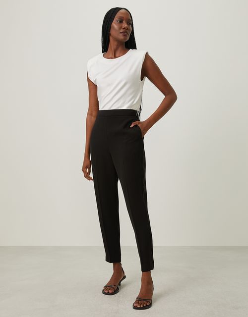 Calça slim meio elástico