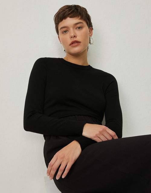 Tricot básico gola careca preto