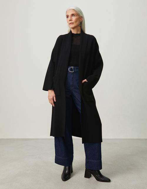 Casaco tricot longo preto