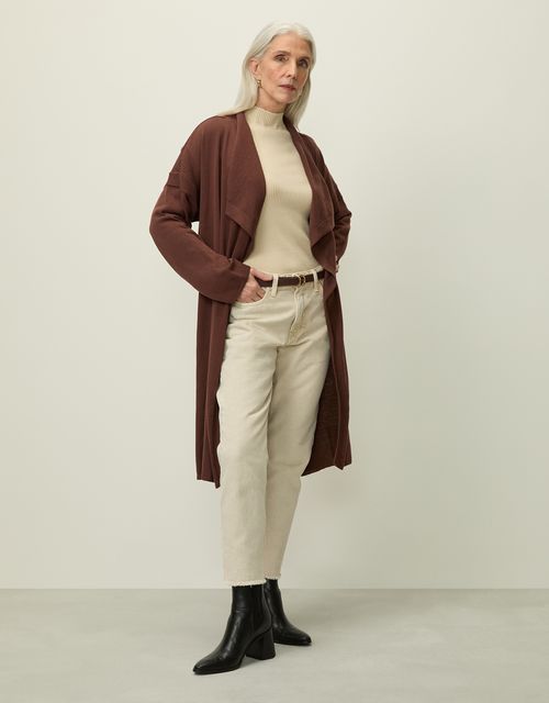 Cardigan tricot detalhe canelado