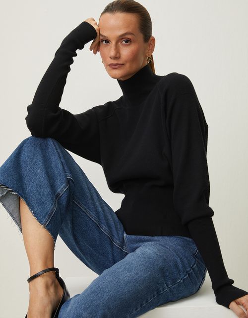 Blusa tricot pala preta