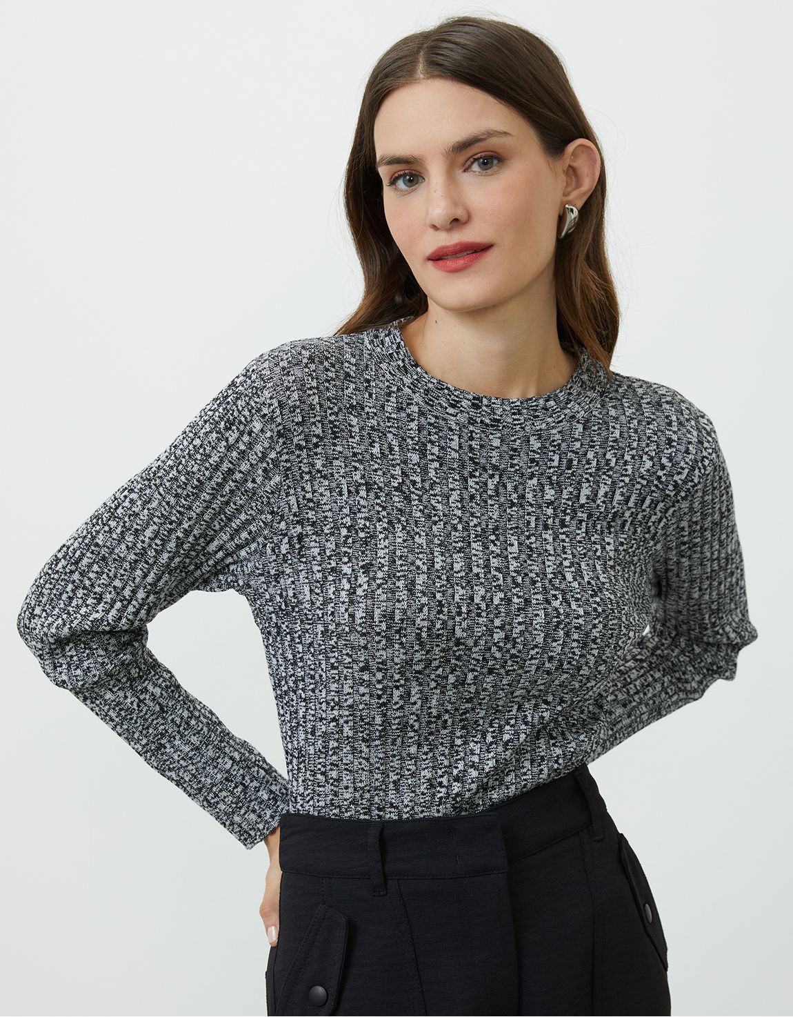 Blusa tricot canelada mescla