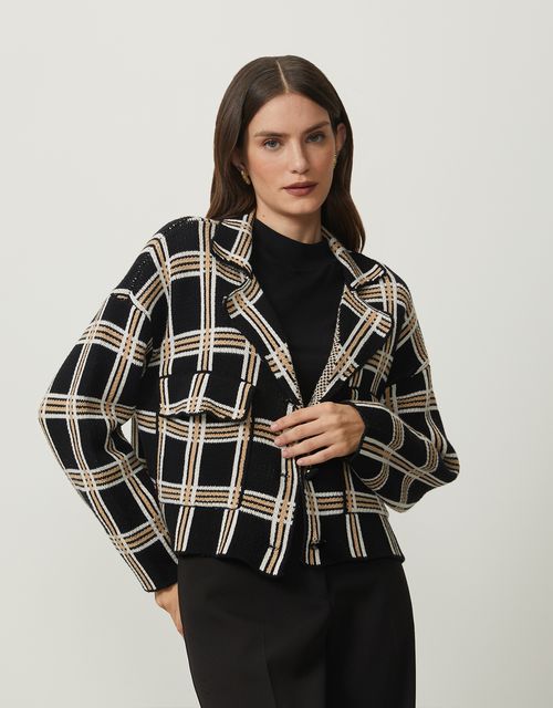 Casaco tricot xadrez