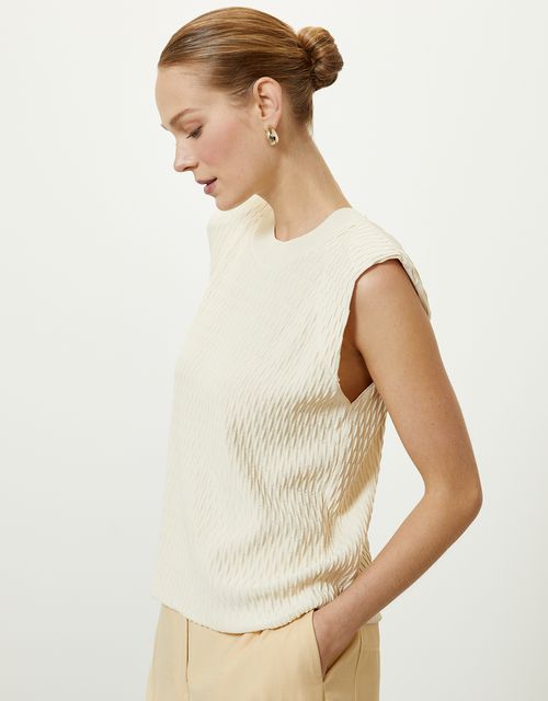 Blusa tricot ombreira areia