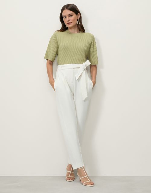 Calça slim alfaiataria faixa off white 360