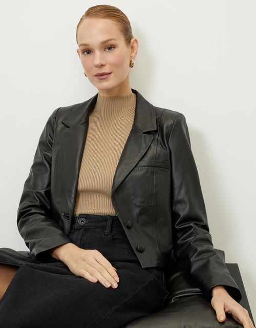 Blazer couro curto