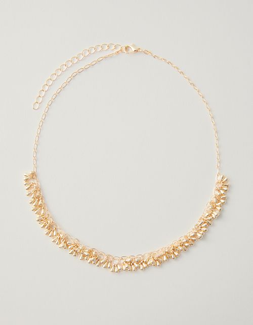 Colar curto cascata gotas dourado