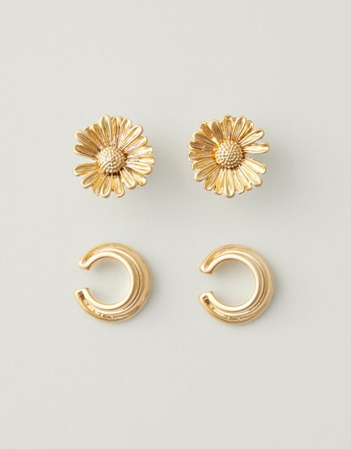 Conjunto brincos margarida com piercing