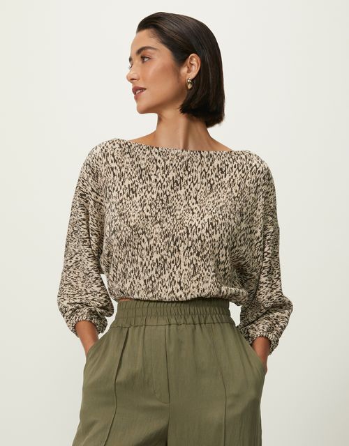 Blusa malha textura areia