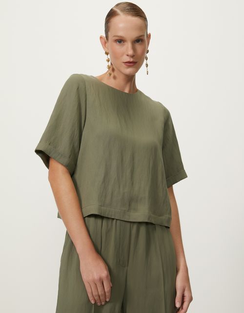Blusa reta manga curta verde