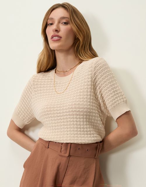 T-shirt tricot textura bege