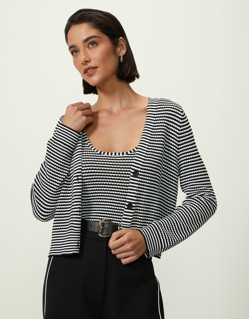 Cardigan tricot listrado