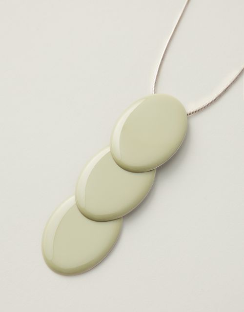 Colar longo metal e resina oval verde