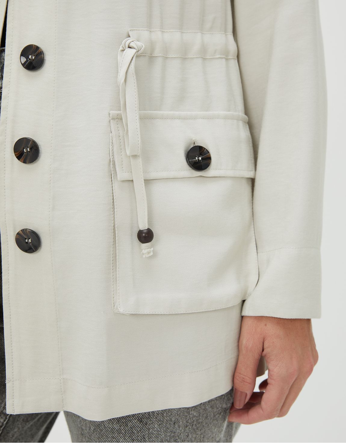 Parka utilitária elástico off white