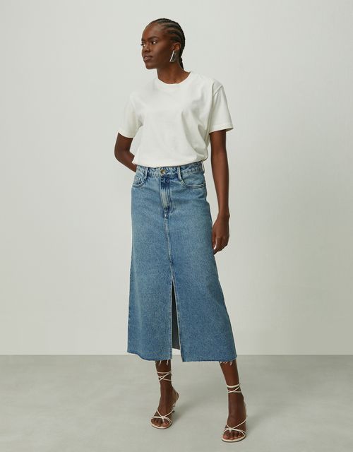 Saia jeans fenda