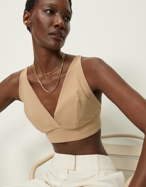 Top malha khaki