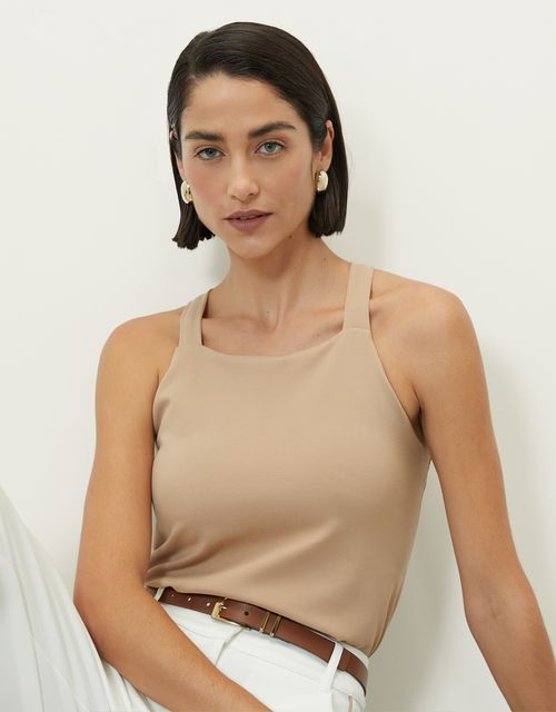 Top reto alfaiataria khaki 360