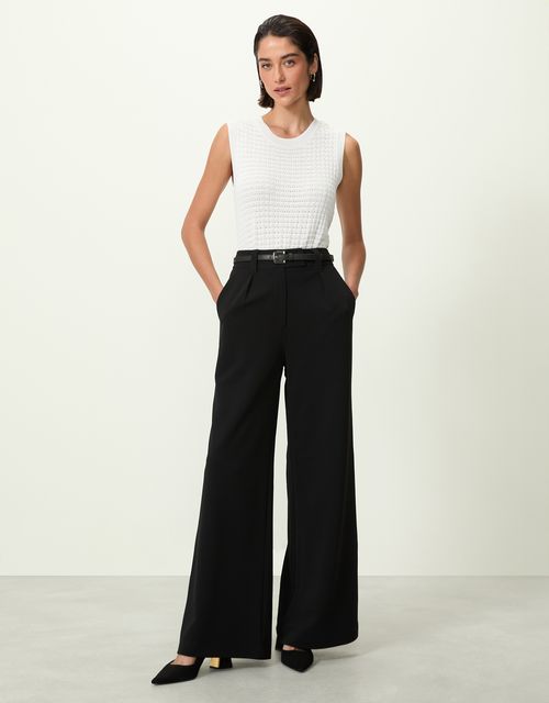 Calça pregas crepe 360