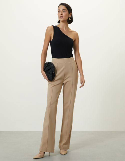 Calça reta alfaiataria khaki 360