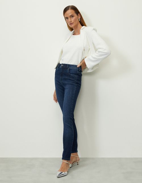 Calça jeans skinny cintura alta