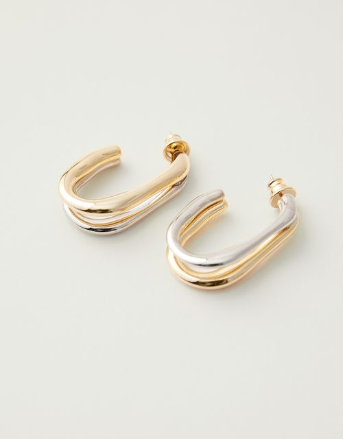 Brinco argola orgânica dourado e niquel