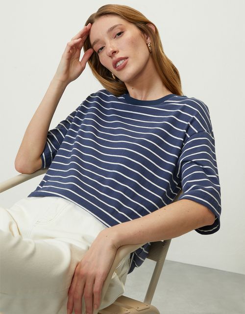 T-shirt boxy listras