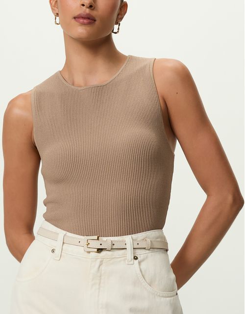 Regata tricot canelada bege