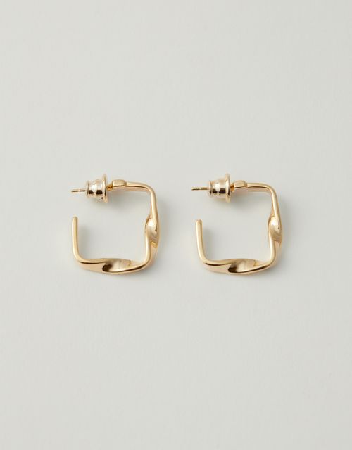 Brinco argola quadrado torcido dourado