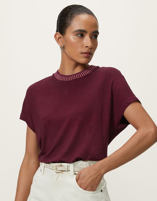 T-shirt retilínea listrada hibisco