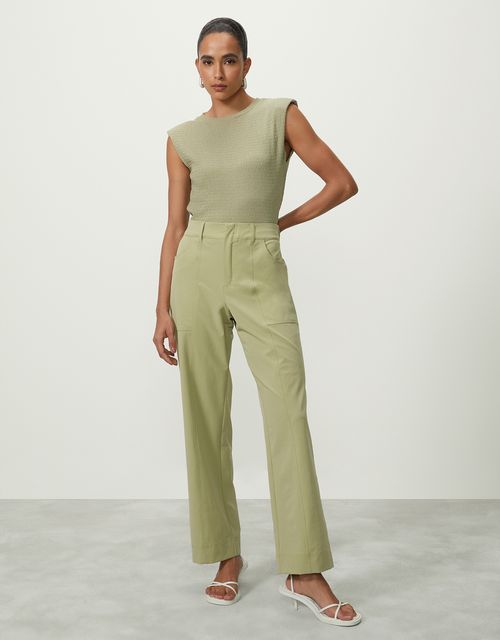 Calça reta pespontada verde