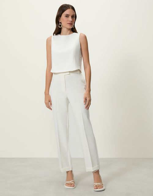 Calça slim alfaiatada off white