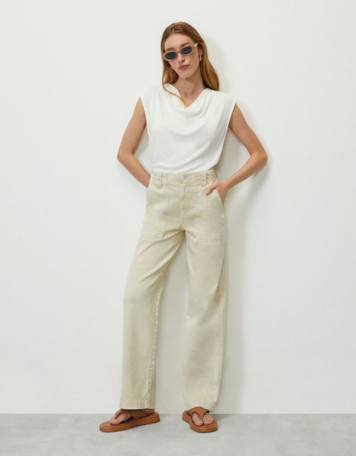 Calça jeans color reta