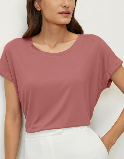 T-shirt manga travetada rosa