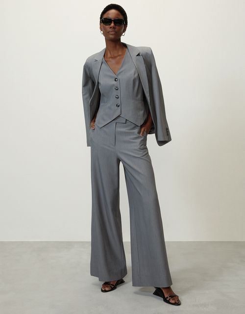 Calça alfaiatada pantalona cinza
