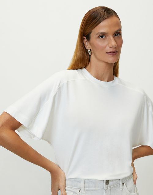 Blusa malha manga ampla off white