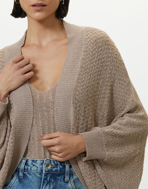 Cardigan tricot textura bege